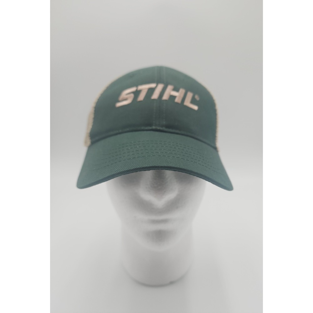 STIHL SNAP BACK OLIVE‎ & TAN MESH SNAP BACK LOGO BASEBALL CAP HAT NEW